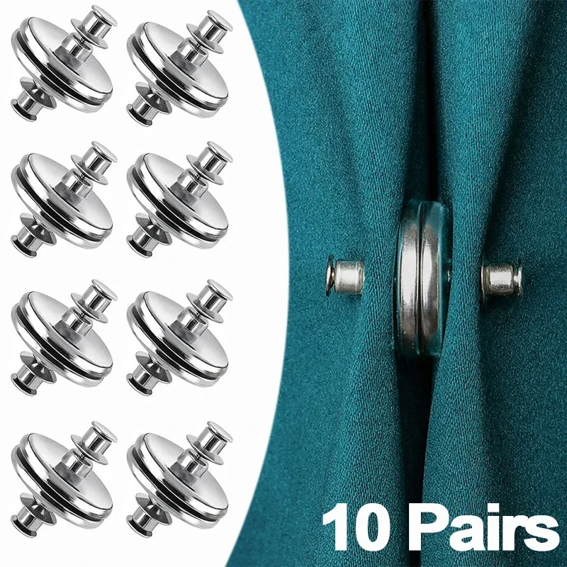 10/1 Pairs Curtain Magnetic Button Nail Free Detachable Window Curtain Close Magnet Buckle Adjustment Curtain Clip Accessories