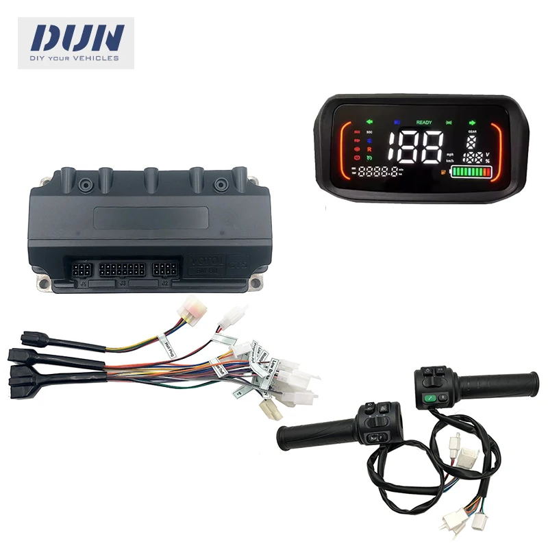 VOTOL EM80GTS 60A Peak 100A 1KW-2.5KW ECU Sine Wave Controller with N7 Display and Throttle For Hub Mid-driver Motor