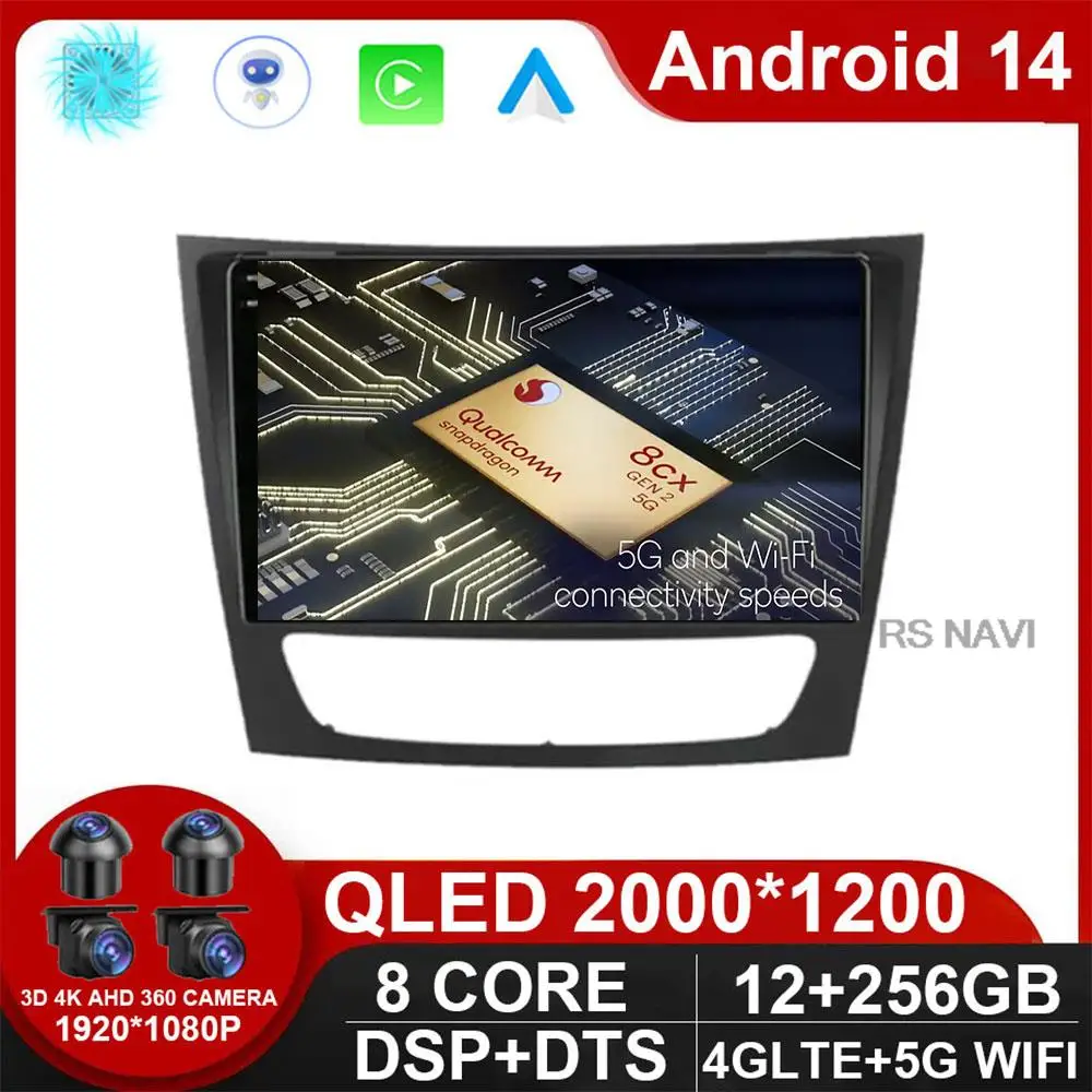 

Автомагнитола 2 Din, Android 14, для Mercedes Benz E-class E Class W211 E200 CLS 2002-2010, мультимедийный видеоплеер, навигация без DVD