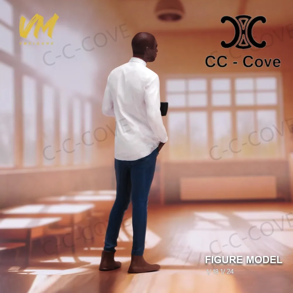 Miniaturas pintadas 1/18 1/24 1/43 1/64 1/87 um homem negro segurando uma xícara de café figura modelo brinquedos vista decoração