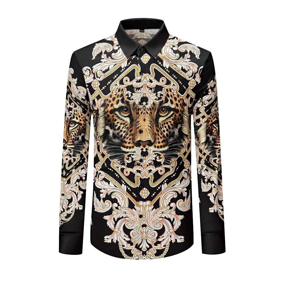 

Роскошная брендовая рубашка со стразами для мужчин, облегающая повседневная деловая деловая классическая рубашка с длинным рукавом, социальная вечеринка, банкетная мужская одежда