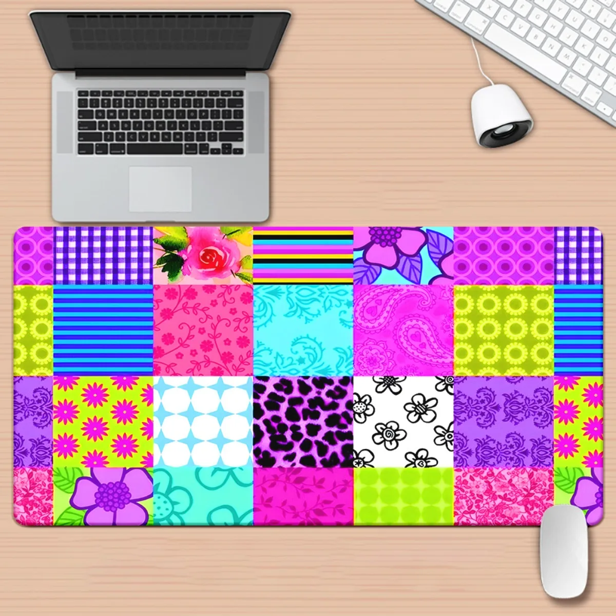 Brand Colorful Patchwork HD Printed Desk Pad XXL Gaming Office Mousepad Multifunctional Large Mat Gift