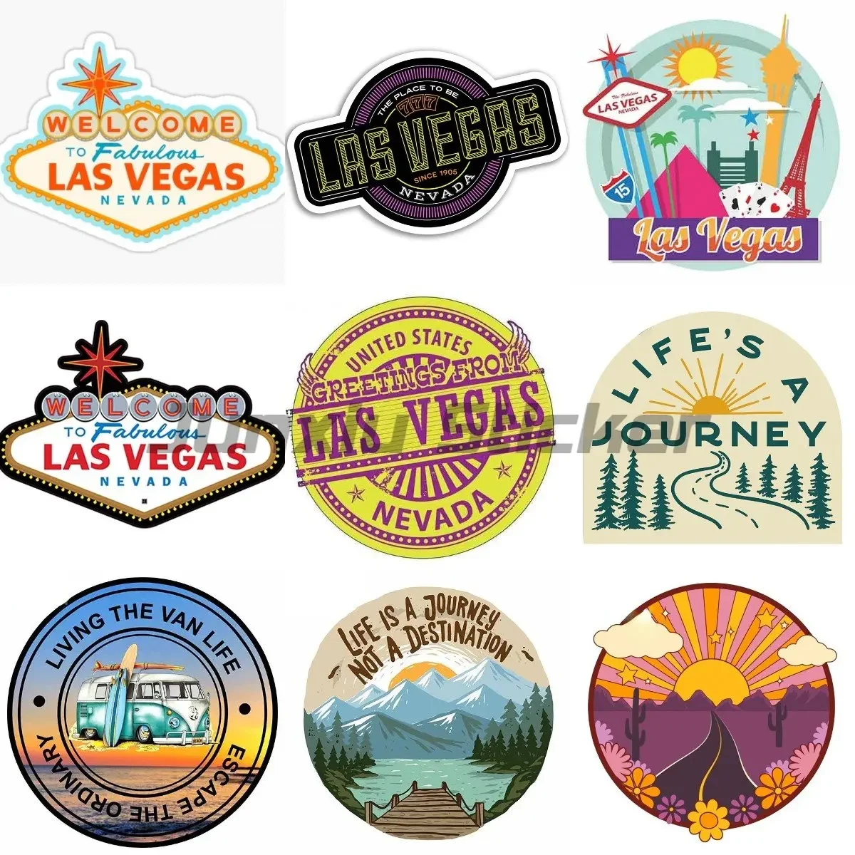 

Las Vegas Motorcycle Van Bicycle Waterproof Stickers PVC Wall Car Laptop Bicycle Notebook Stickers customizable