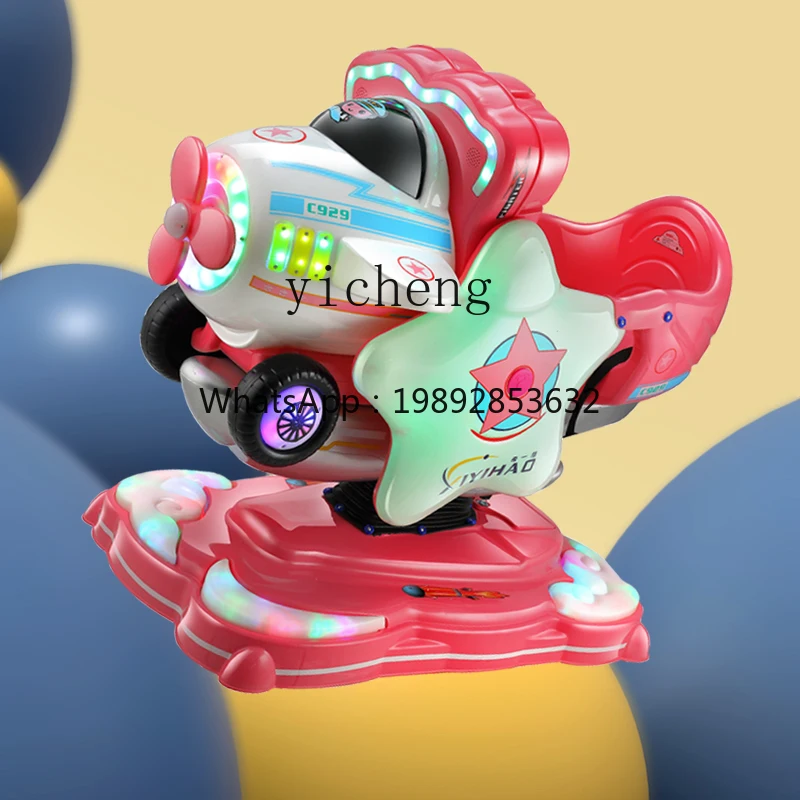 ZZ الأطفال عملة كيدي ركوب متأرجحة هزاز الحصان الكنز الطائرات سوينغ آلة ساعة الرسوم المتحركة المحرك #3