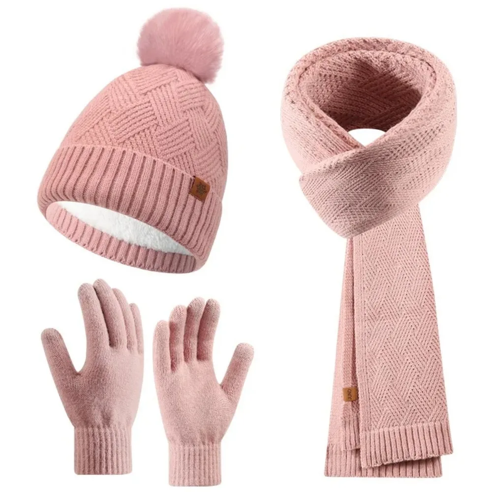 ensemble-3-pieces-bonnet-Echarpe-et-gants-–-couleur-unie-chaud-Epais-thermique-tricote-tendance-simple-hiver-ski