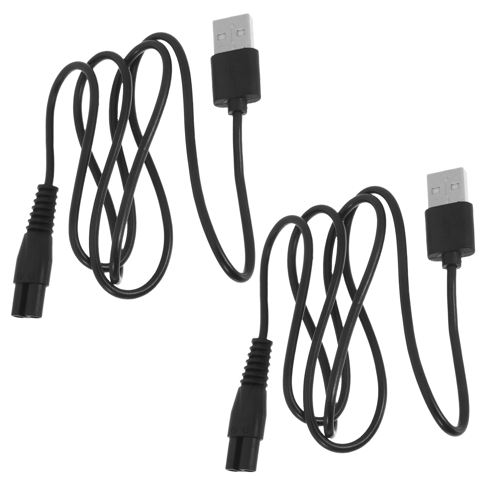 

2Pcs Eight-character End USB Charging Cable for Razor Shaver 60cm Electric Accessory Cords Rubber Wrapped Universal Connector