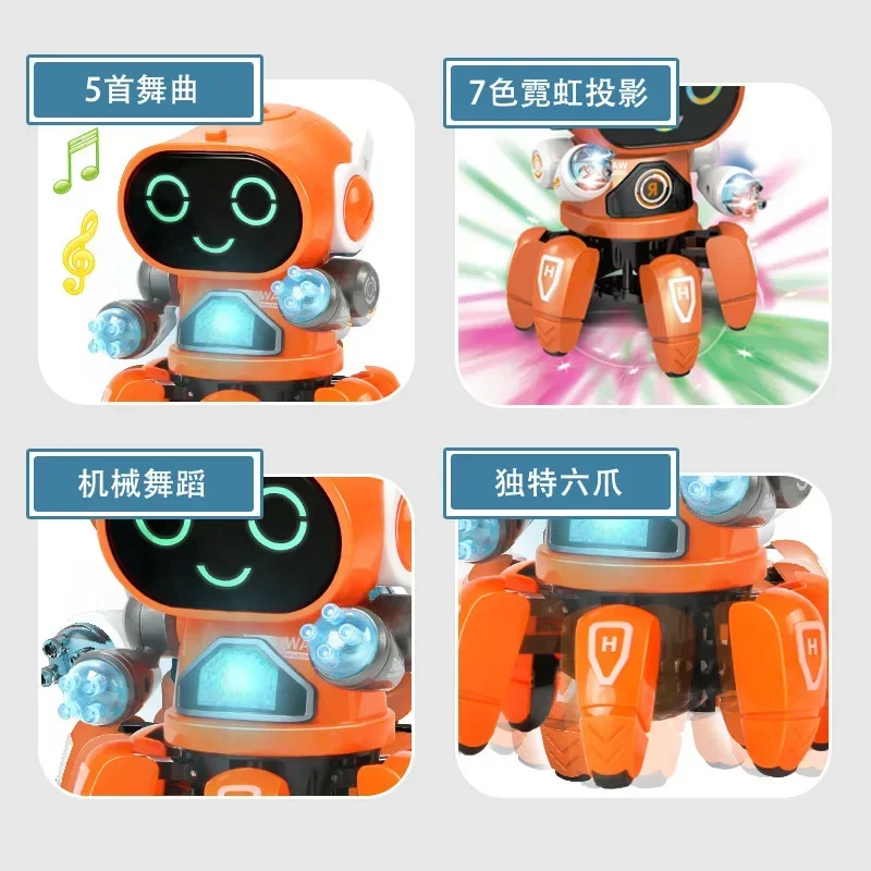 Dance Music 6 Claws Robot Octopus Electric Toys Vehicle Birthday Gift Toys for Children Kids Early Education Baby Toy Boys Girls