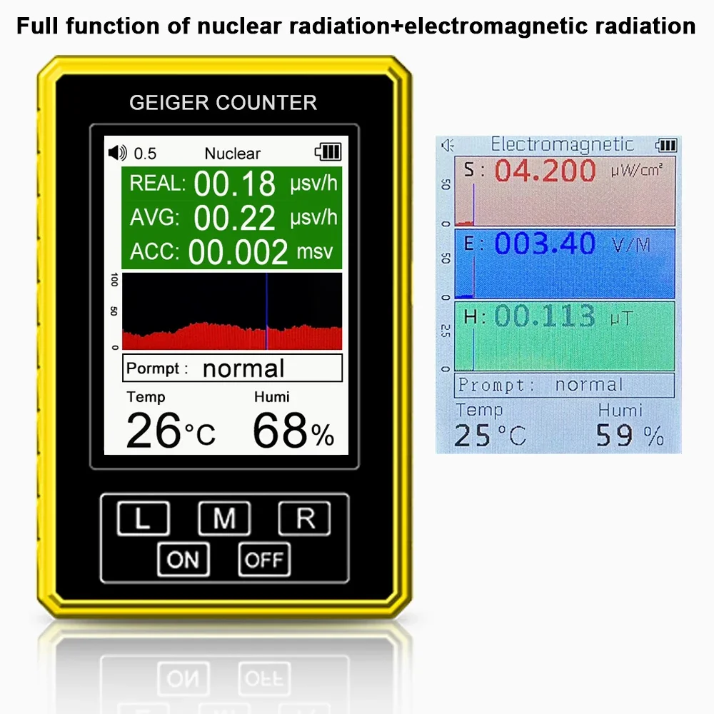 BR-9C-XR-3 Pro 2-in-1 Handheld Digital Display Electromagnetic Radiation Nuclear Detector EMF Geiger Counter Accurate Tester New