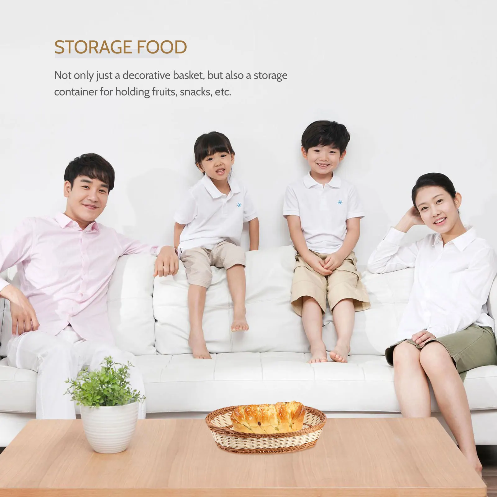 

2Pcs Creative Handwoven Basket Desktop Storage Container Fruit Flower Storage Organizer Basket Photo Prop