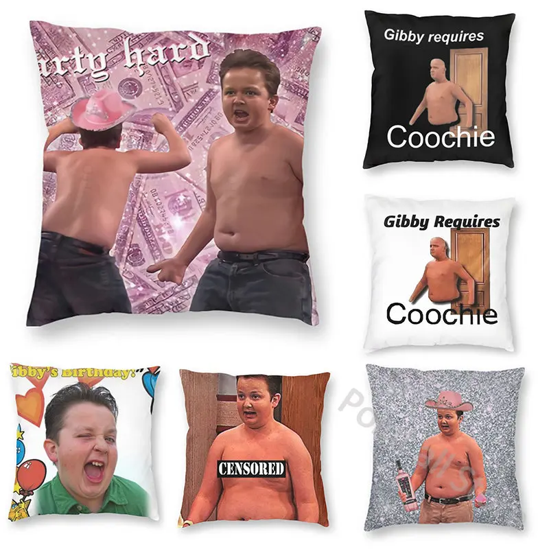 

Funny Meme Throw Pillow Cover Gibby ICarly Cushion Hippie Polyester Cushion Sofa Bedroom Home Decor