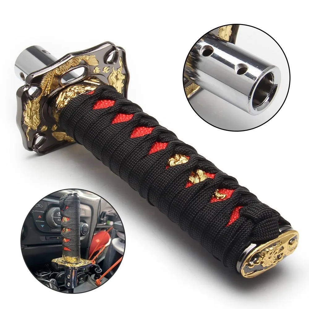 100/150/200mm JDM Katana Gałka zmiany biegów Miecz samurajski Gałka zmiany biegów z 4 adapterami Uniwersalna pasuje do większości samochodów ręcznych i automatycznych — zdjęcie 5