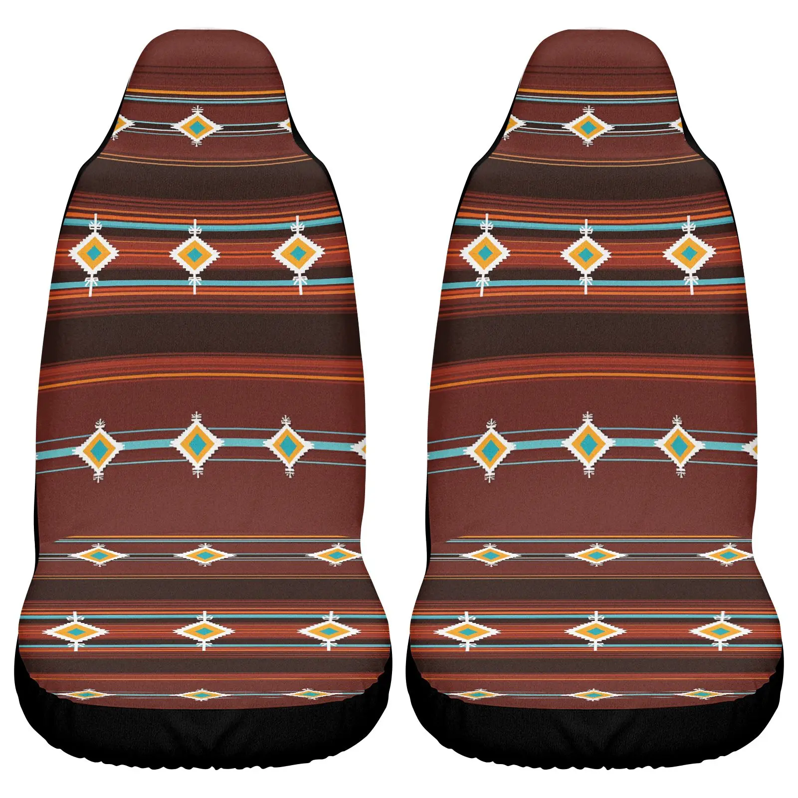 Car Seat Covers Brown Tribal Pattern With Geometric Design For Vehicle Interior Decoration
