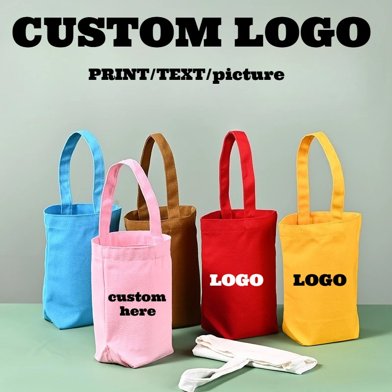 Custom Print Logo Solid Color Canvas Bucket Shoulder Tote Bag Round Bucket Large Capacity Environmentally Friendly Shopping Bags