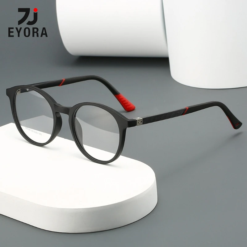 

EYORA Lightweight TR90 Round Full Rim Reading Glasses Anti Blue Ray Myopia and Hyperopia Photochromic Prescription Eyewear Lens
