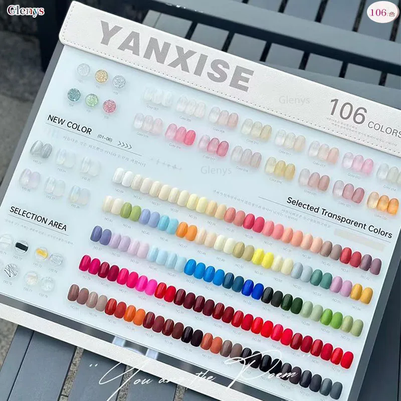 Glenys 106 couleur vernis à ongles Gel populaire gel de trempage Nail Shop essentiel couleur carte Salon de manucure Nail Art Clearcoat ensemble