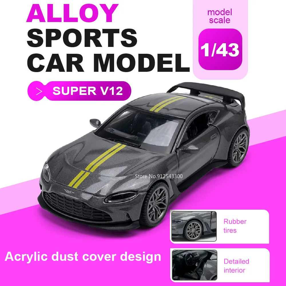 

Масштабная модель суперкара V12 1:43, металлическая, с открывающимися дверями, резиновыми шинами, миниатюрная модель спортивного автомобиля для детских подарков
