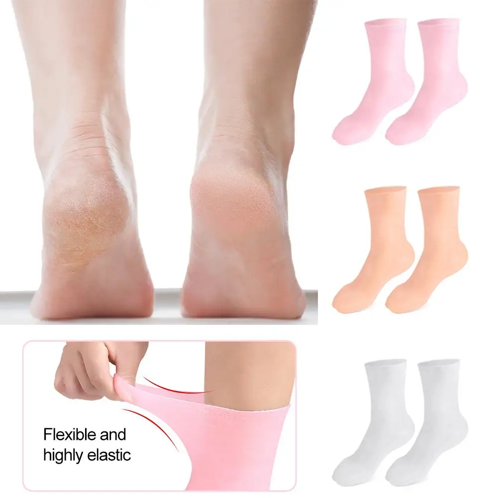 Calcetines hidratantes de silicona para pies secos y agrietados, calcetines para el cuidado de los pies, calcetines para Spa y pedicura, Gel hidratante para masaje, cuidado de los pies G8Q3