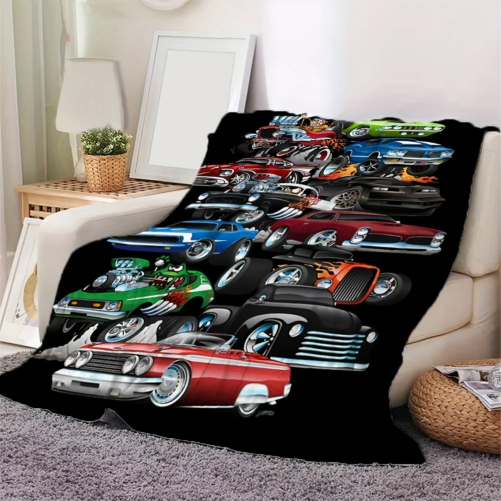 

1pc Soft Cozy Sports Car Print Blanket For TravelSofa,Bed,Home Decor-Perfect Birthday OrHoliday Gift For Boys,Teens-Available