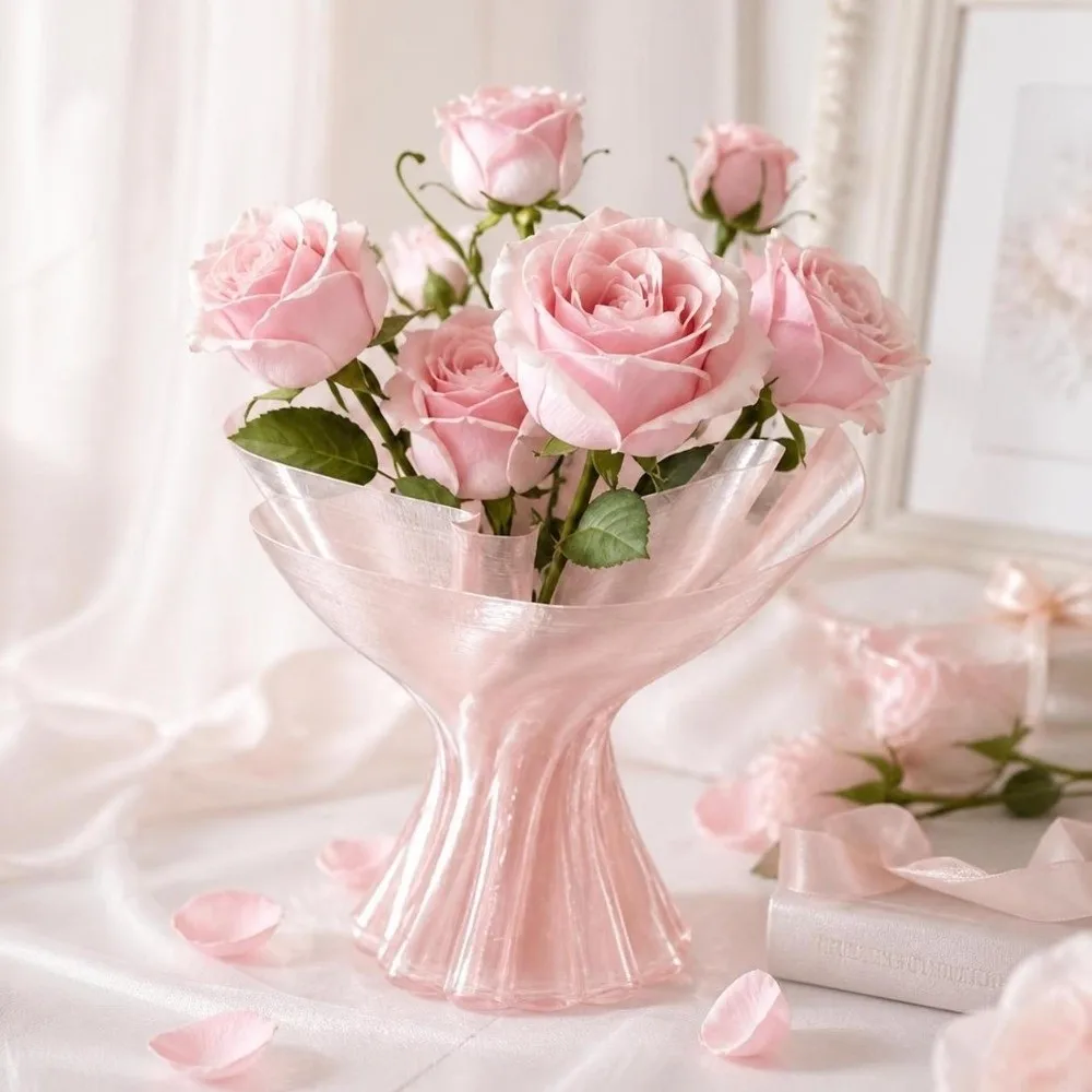 Nordic Style Flower Bouquet Vase 3D Printed Modern Art Desktop Ornament Creative Irregular Flower Display Container Office