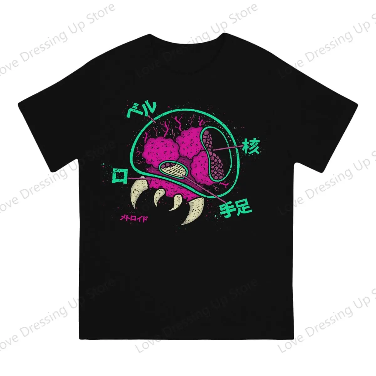 Control the brain Print Funny Short Sleeved T-shirt Men Women Trend Fun Metroid Samus Aran Game  Loose Tops