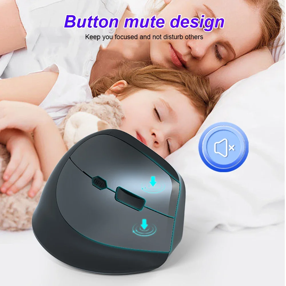 1600DPI Wireless Mouse Rechargeable Vertical Wired USB Mouse Ergonomic Luminous 2.4G Mute Photoelectric Bluetooth 5.2 Game Mouse