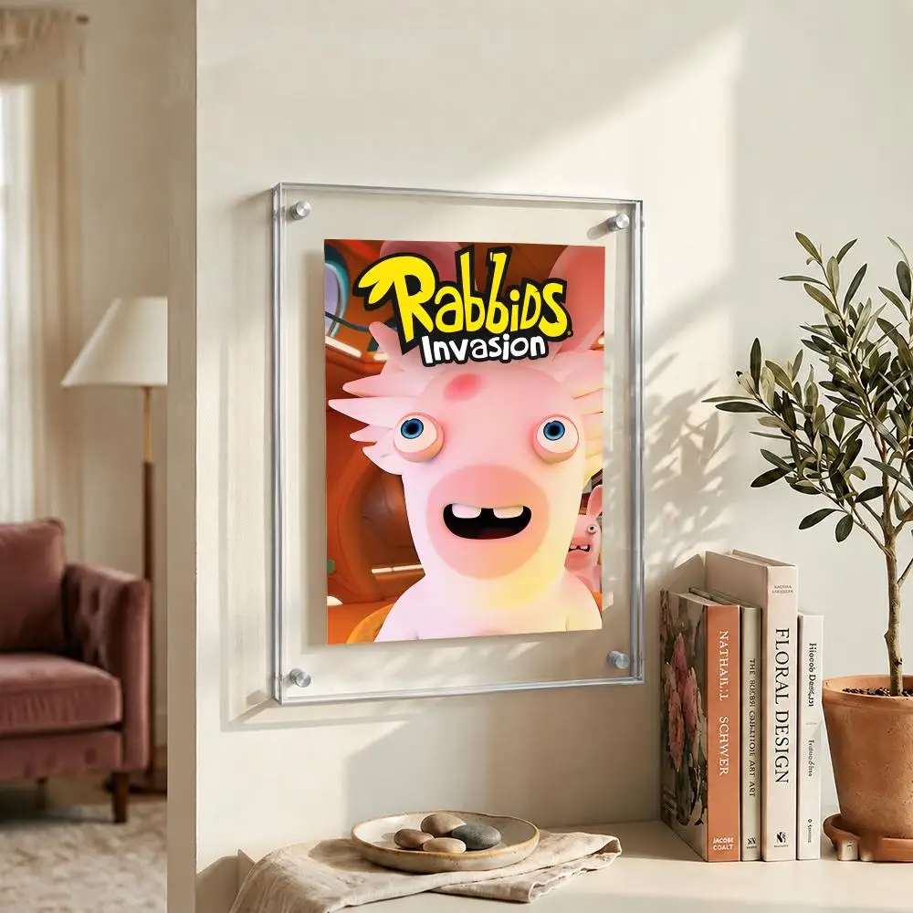 Funny Cartoon Rabbids Invasion Poster High Definition Stickers, Wall Decals for Bedroom Living Room, Home Art Decor