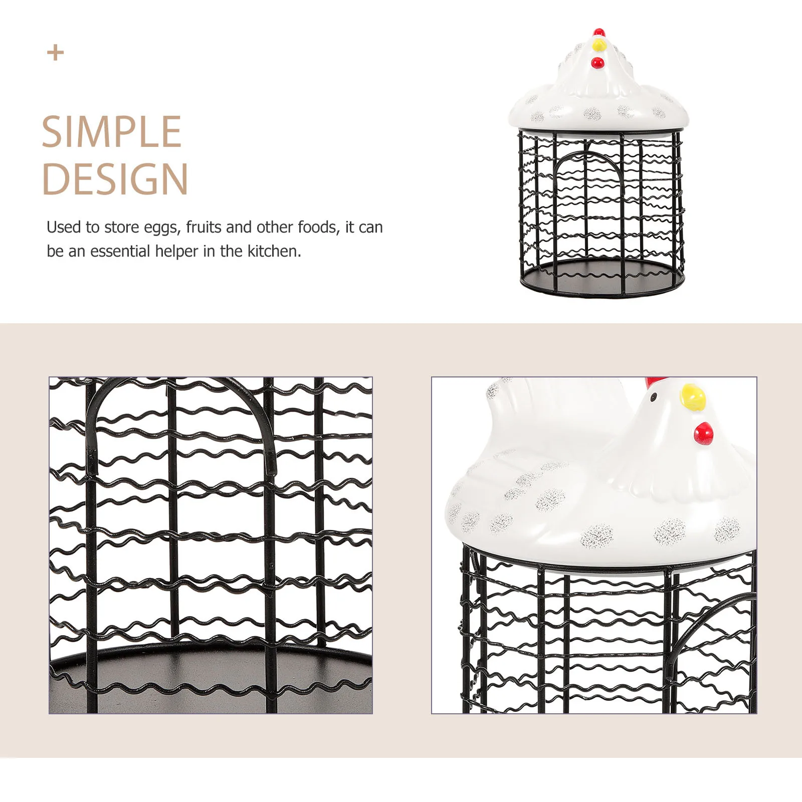 

Chicken Egg Basket Hen Shape Storage Kitchen Supplies Countertop Holder Metal Wire Fruit Basket Creative Design