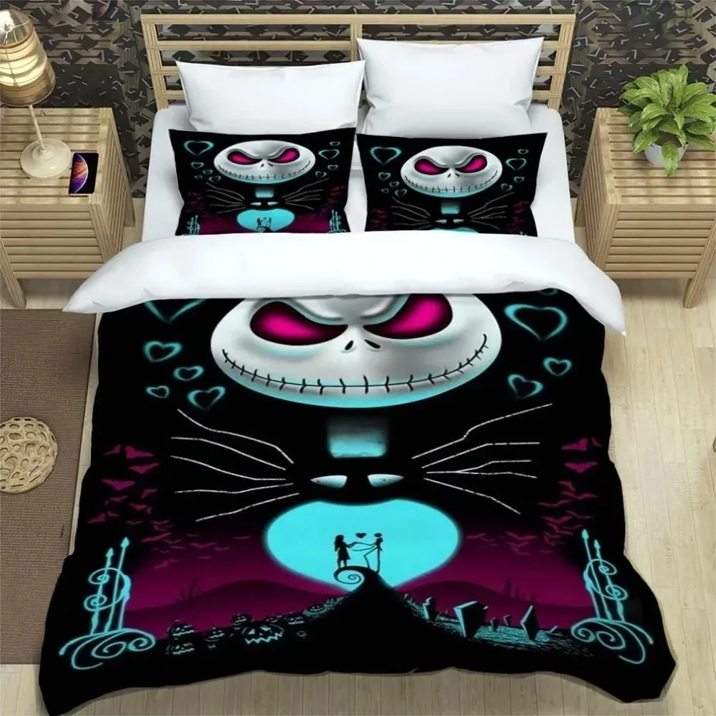 Disney The Nightmare Before Christmas Bedding Set,Nightmare Before Christmas Duvet Cover Set,Cartoon Quilt Cover 2/3pcs Polyeste