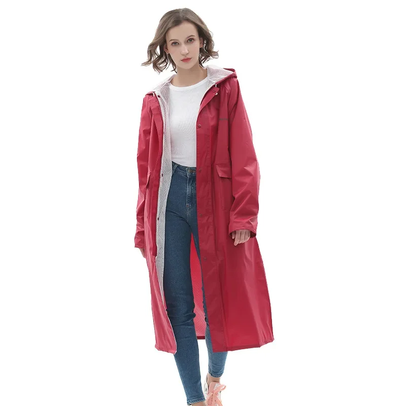 Fashion Long Raincoat Women Men Ladies Raingear Breathable Portable Water-Repellent Rain Poncho Coat Jacket Big Size