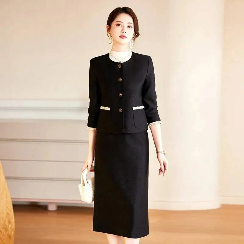 

Формальные женские деловые костюмы из высококачественной ткани с юбкой и блейзерами в стиле OL, профессиональная офисная рабочая одежда, карьерная одежда