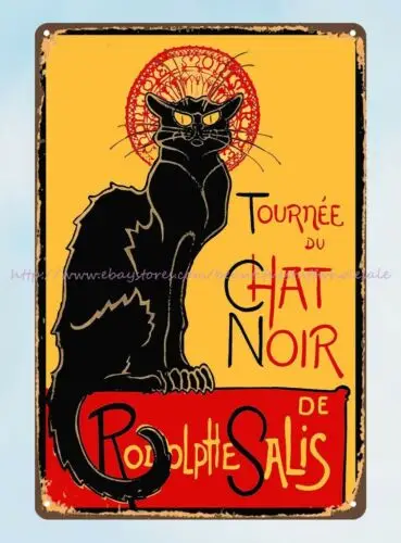 Le Chat Noir-señal de hojalata de metal, Gato Negro, ideas de diseño interior, dormitorio