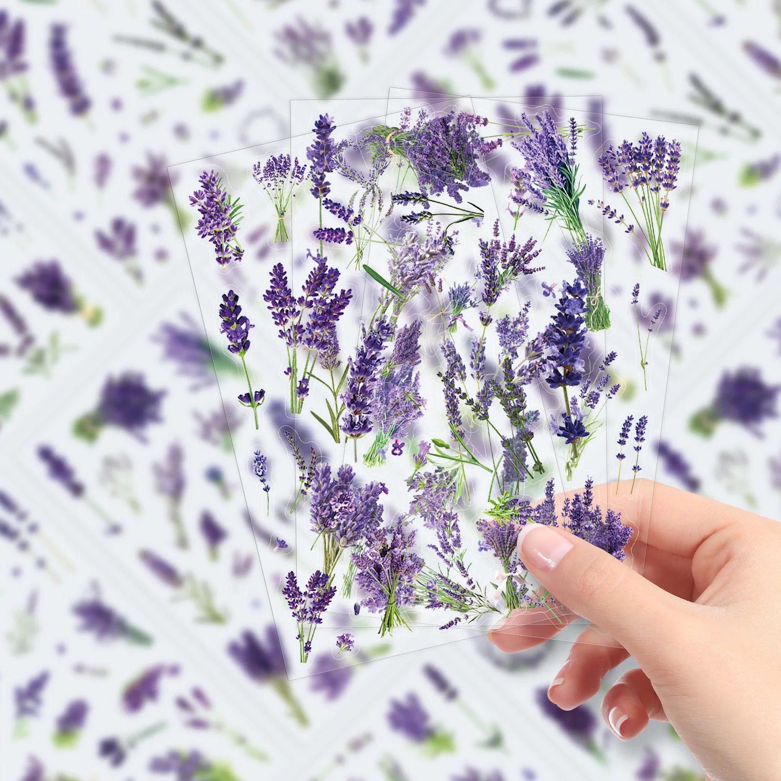 5 Stück Lavendel-Transparente Notizbuch-Aufkleber Dekoration für Gepäck, Telefon, Gitarre, Scrapbook Wasserfeste Aufkleber Party-Geschenke