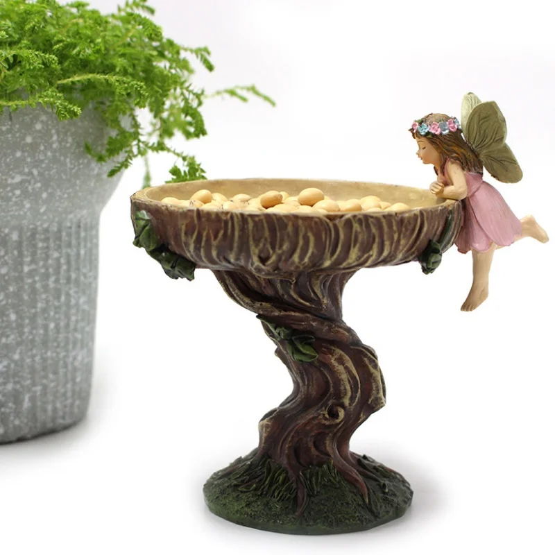 

Cute Fairy Flower Fairy Bird Feeder Resin Garden Design Ornament Bird Feeder Crafts Outdoor Decoration