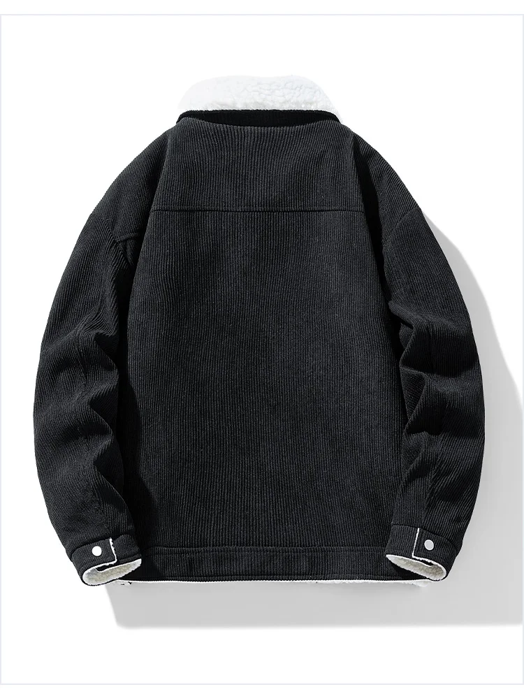 2025 Spring and Autumn Men's Beige Army Green Long Sleeve Jacket Winter Black Coffee Corduroy Thickened Warm Cotton Coat