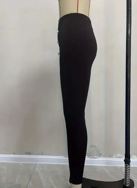 خريف وشتاء 2025 جديد غير رسمي للتنقل متعدد الاستخدامات حزام مطاط مزدوج الصدر ضيق متماسكة السراويل للنساء #5