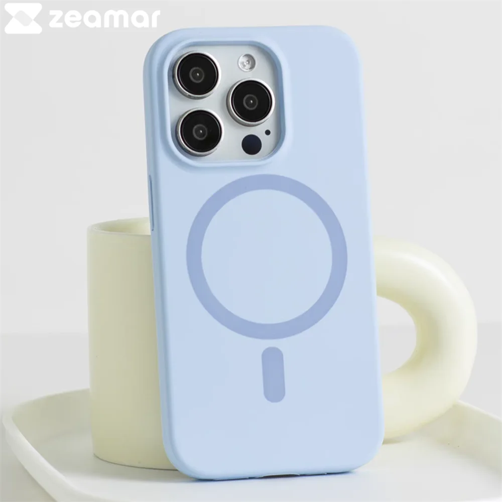 Funda magnética de silicona líquida fluorescente de lujo para Magsafe, funda de carga inalámbrica para iPhone 17 Air 16 Plus 15 14 13 12 Pro Max