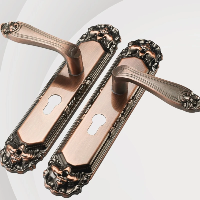 European Style Retro Door Handle Lock Aluminum Alloy Vintage Interior Bedroom lock Anti-theft Home Room Safety Door Locks