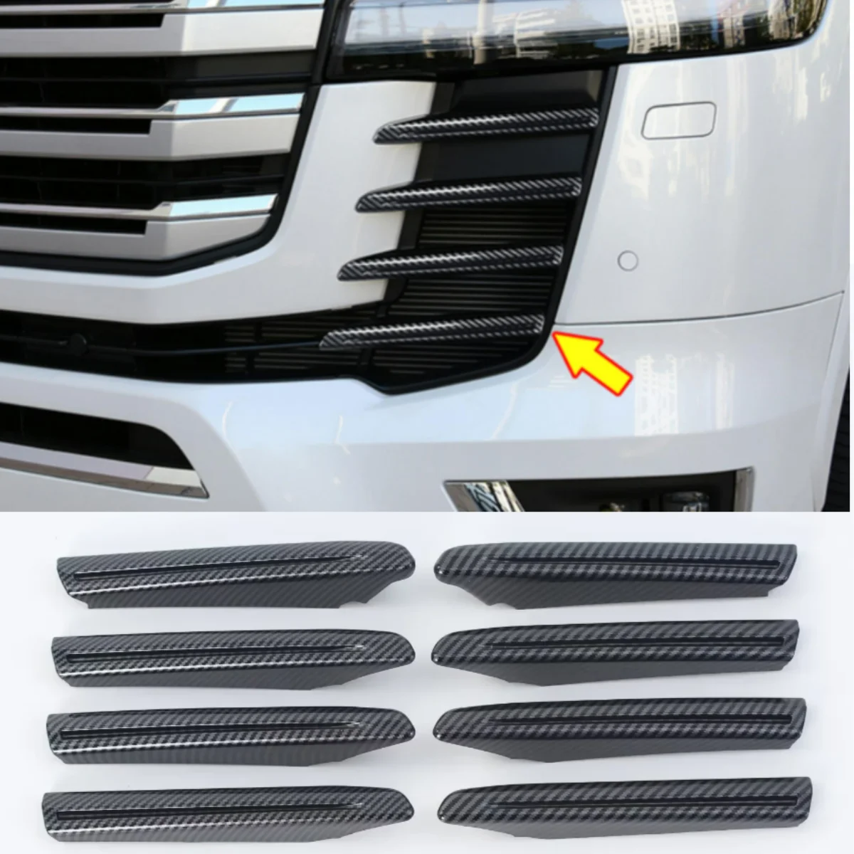 For Toyota Land Cruiser 300 Lc300 2021 2022 2023 Fog Lights Lamps Eyelid Eyebrow Strip Cover Trim Front Lower Bumper Grille Gril