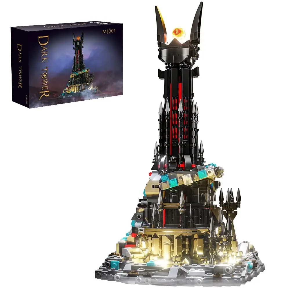 Lord Dark Tower Building Blocks Set, Magic Castle Architecture Tijolos com luzes LED, presente da coleção