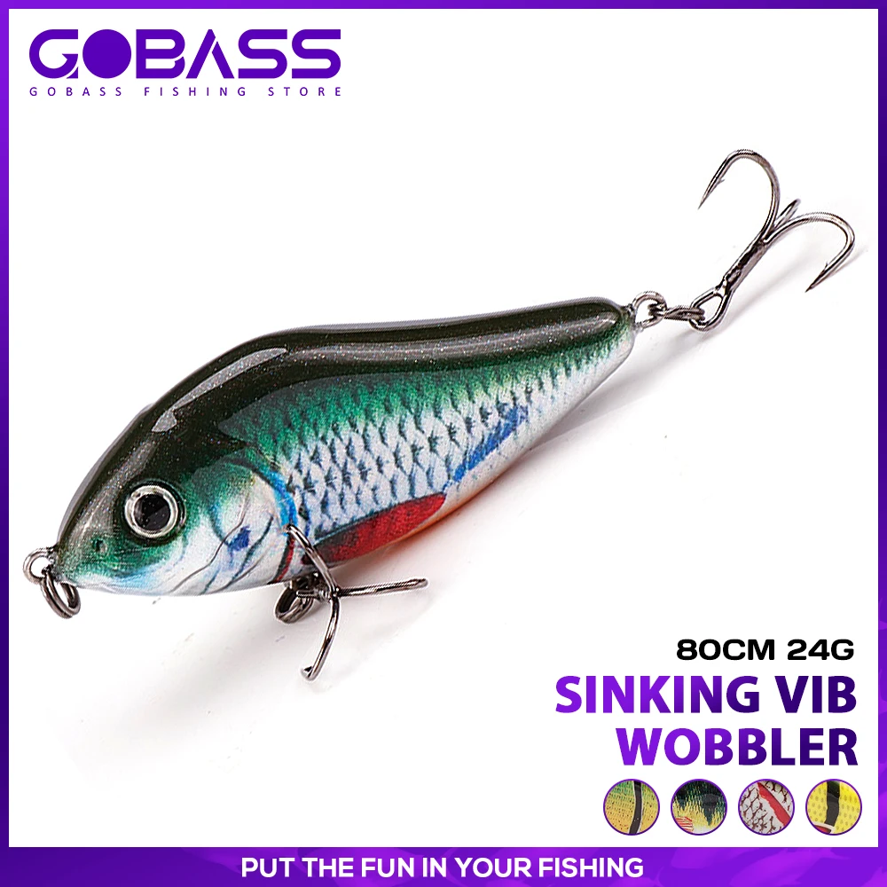 GOBASS Slow Sinking Jerkbait Pencil Fishing Lures Wobbler 8cm 24g Plastic VIB Hard Artificial Bait Trolling Pesca Fishing Tackle