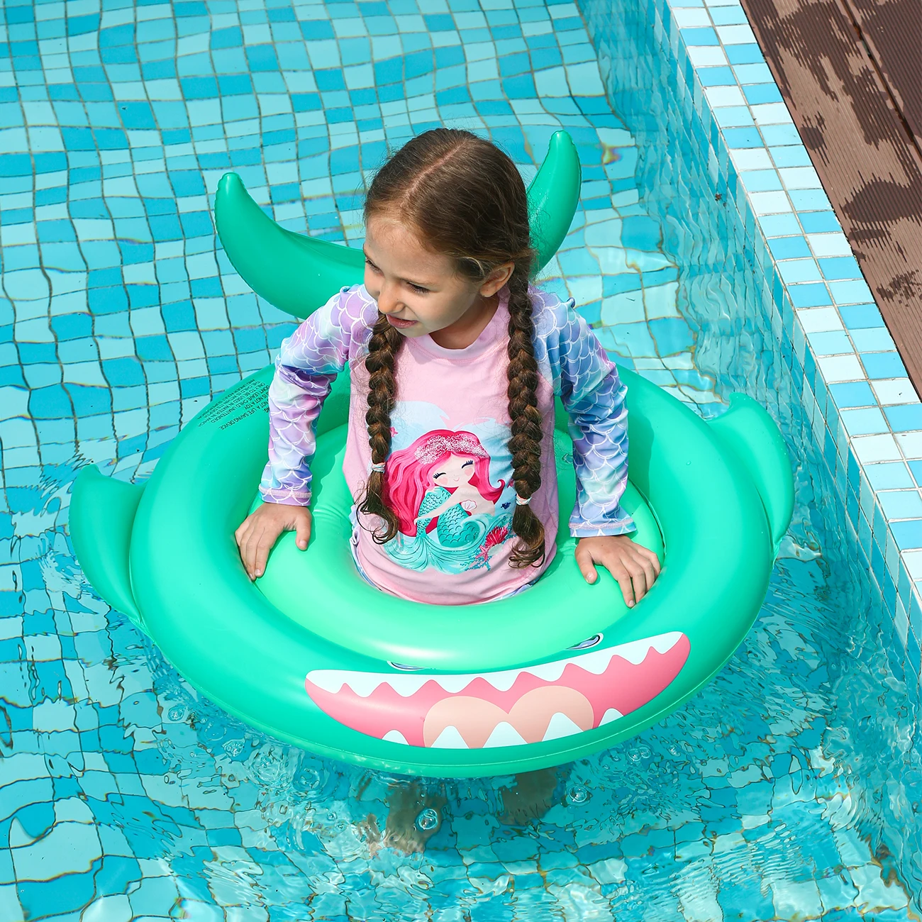 1 unidad de flotadores de piscina con estampado de tiburones, anillo de natación de verano, ayuda para nadar en la playa y la piscina, juguetes de playa Gea de seguridad en el agua para fiesta en la piscina