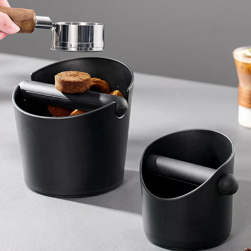 Caja de golpe de café absorbente de golpes, contenedor de basura de Espresso antideslizante para posos de café con barra de golpe extraíble, cubo de basura para moler café