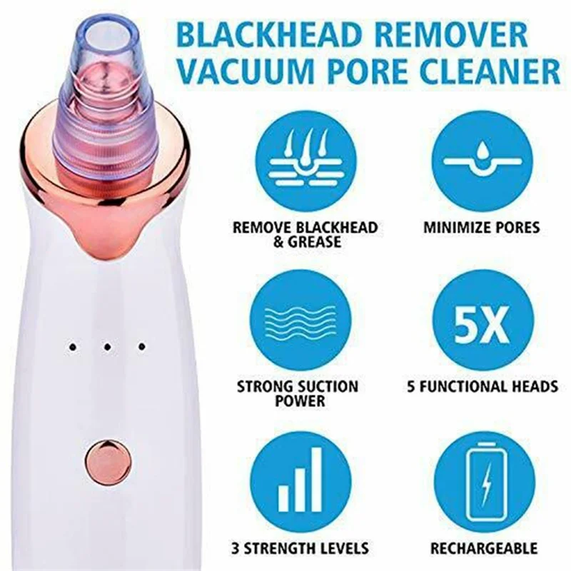 Updated USB Blackhead Remover Face Pore Vacuum Skin Care Acne Pore Cleaner Pimple Removal Vacuum Suction Clean Skin Care Tools