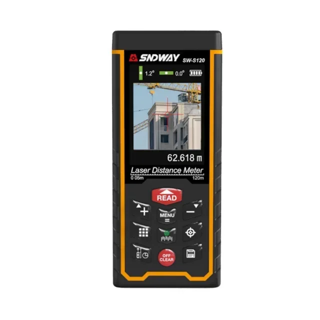 Latest SNDWAY SW-S80 SW-S120 120m Camera Rangefinder Rechargeable Laser Meter Area Construction Tool Angle Ruler Laser Distance