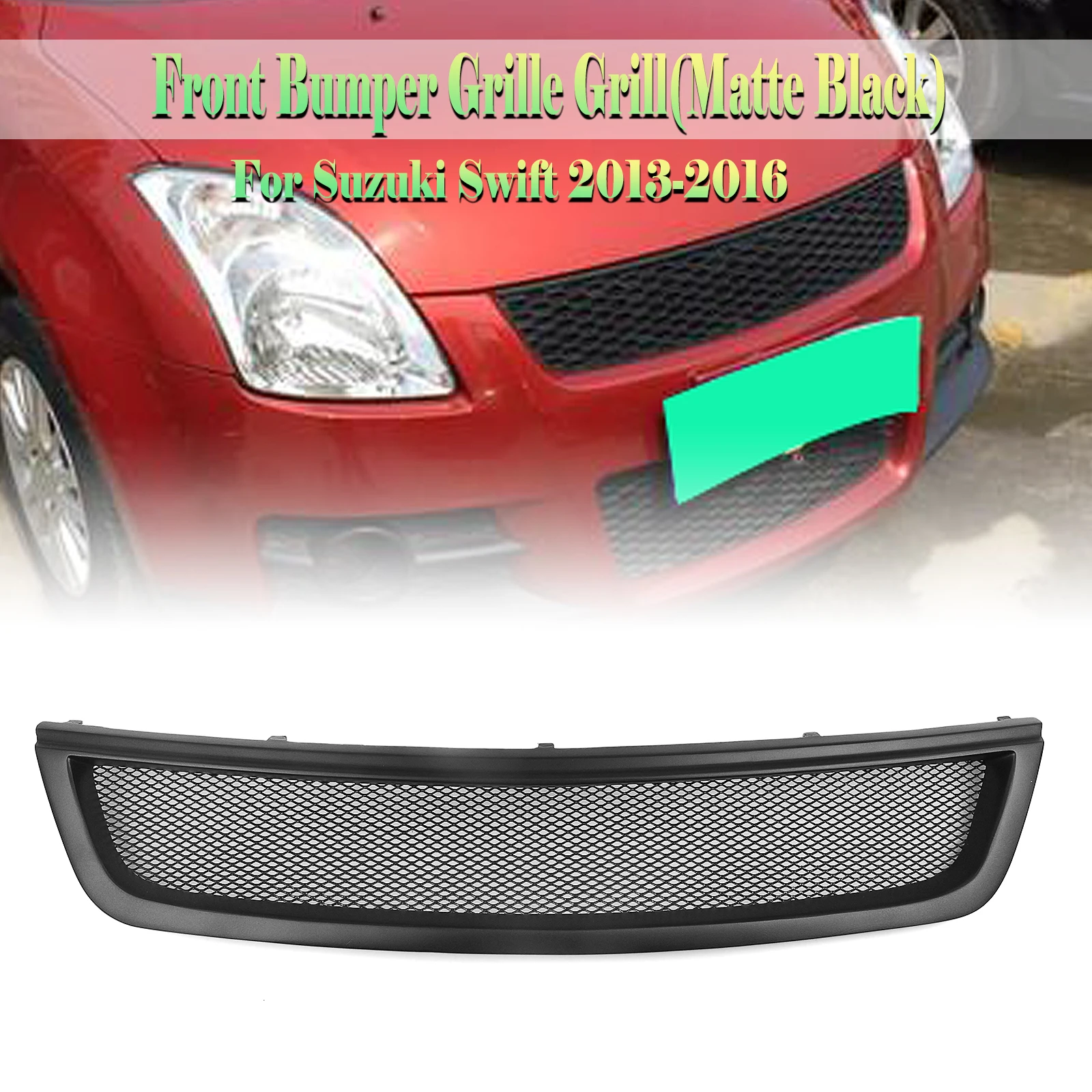 

Front Grille Racing Grill For Suzuki Swift 2013 2014 2015 2016 2017 Real Carbon Fiber/Fiberglass Upper Bumper Hood Mesh Body Kit