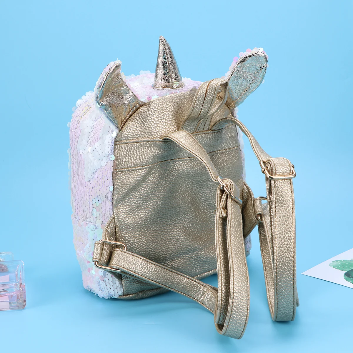 

Sequins Unicorn Backpack Premium PU Large Capacity Casual Daypack School Travel Girls Women Shoulder Bag Stylish Golden