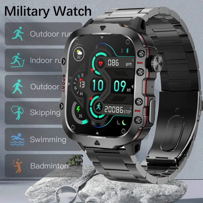 

2024 Outdoor Smart Watch Men Bluetooth Call Smarthwhatch 3ATM Waterprof Watches Ai Voice Sport Smartwatch For Android Xiaomi IOS