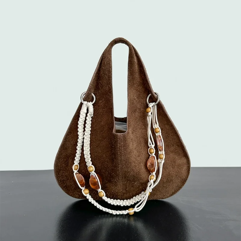 

Brand Design Women's Shoulder Bag Creative Handmade Beaded Shoulder Strap Underarm Handbag Trendy Retro Crossbody Bag Wrist Bag