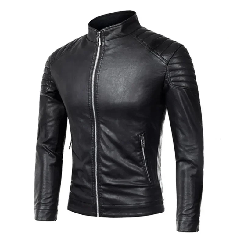 Genuine Leather Jacket for Men Black Leather Lambskin Motorcycle Coat Fashion Outwear