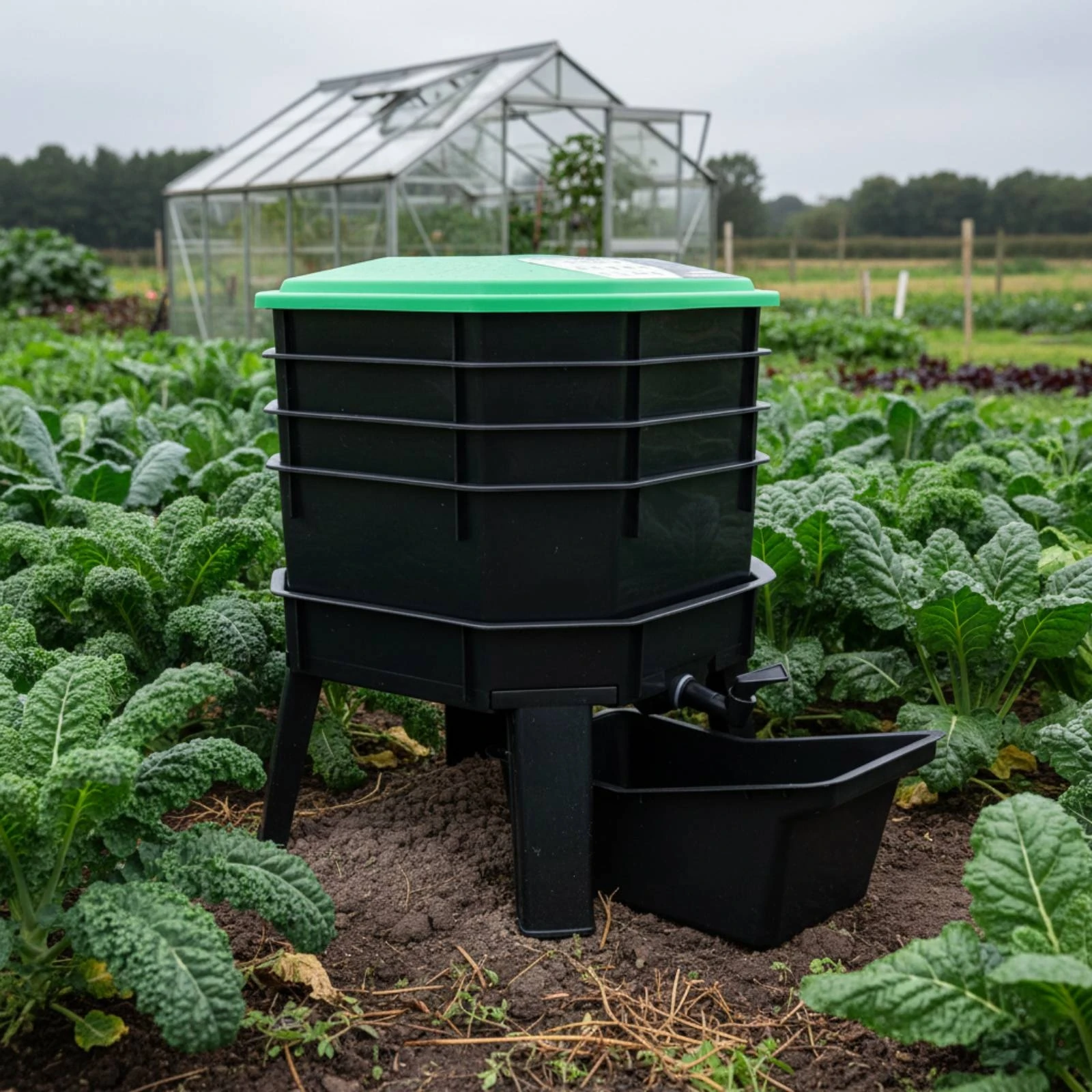 Worm Composting Bin Multi-Layer Stacked Compost Bin Garden Equipment Rectangular Base Tray Angled Side Panels for Gardeners